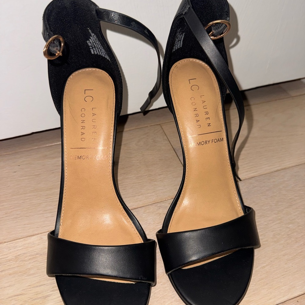 LC Lauren Conrad Black Strappy Heels